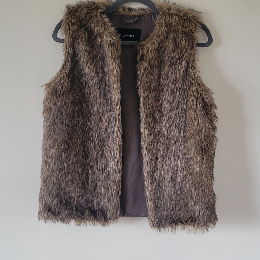 Glamsea Women's Faux Fur Vest - Brown